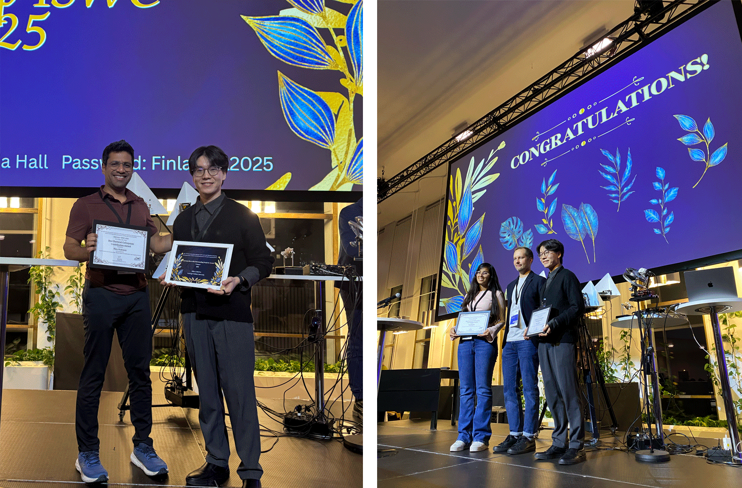 2 side by side images of Arakawa on stage at UbiComp