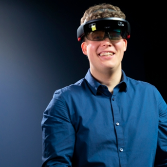 Michael Nebeling wears a virtual reality headset