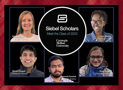 SCS students Victoria Dean, Shivam Duggal, Isaac Grosof, Divyansh Kaushik and Lynn Kirabo have been named 2023 Siebel Scholars.