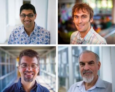 4 photos of the winners arranged in a square, clockwise from top left: Kittur, Bigham, Myers and Koedinger