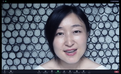 screenshot of Lining Yao speaking during the lab video "Morphing Matter is...?"