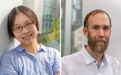 side by side photos of Haiyi Zhu and Geoff Kaufman