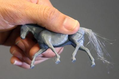 The horse's tail is made from 3-D printed hair. The horse's tail is made from 3-D printed hair.