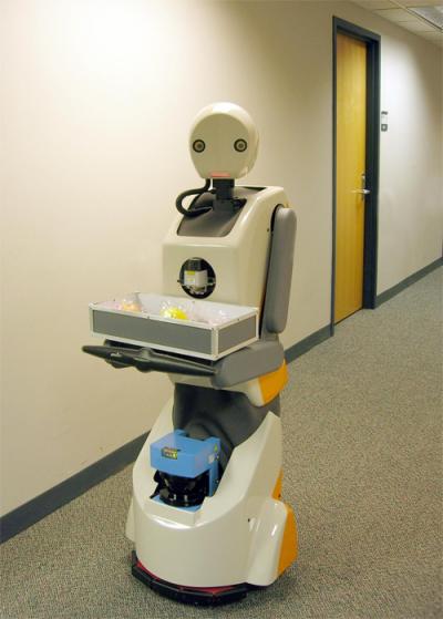 A photo of the Snackbot robot.