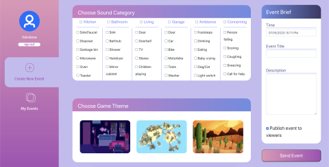 screenshot of the choose sound categories, checkbox lists of different sound options