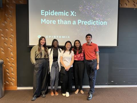 group photo of the 5 students on the epistemix team on presentation day