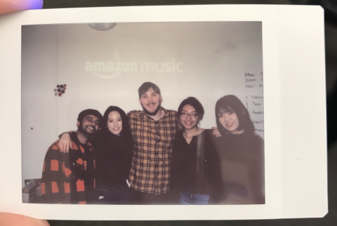 Polaroid photo of the 5 students on this team