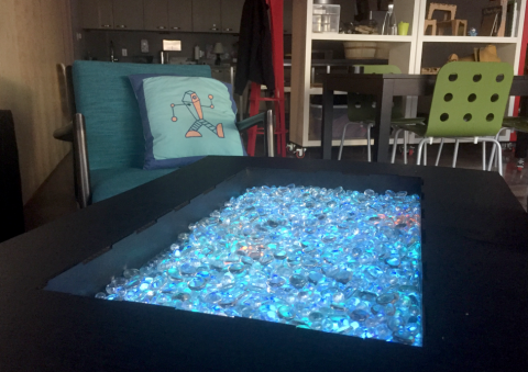 closeup of IoT coffee table 