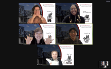 virtual group photo of the 5 students on Team ApplyGrad; each student in their Zoom window