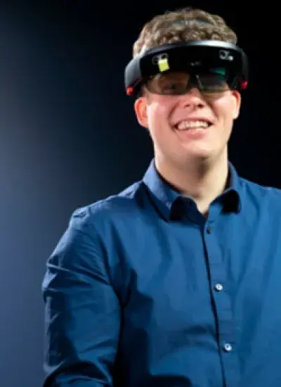 Michael Nebeling wears a virtual reality headset