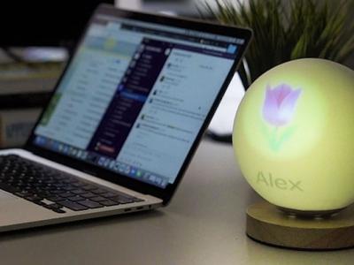 A group of HCII students sought to recreate the feeling of in-person thanks that can get lost in remote work environments through Co-Orb, a spherical desk lamp that lights up when a user receives a nice message via platforms like Slack or Teams.