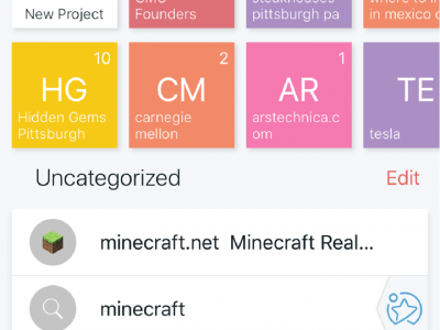 screenshot of the mobile-friendly Bento dashboard with color-coded search categories at the top of the screen