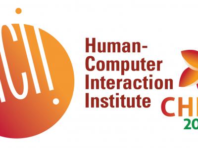 HCII logo and CHI 2020 logo with Hawaiian flower side by side
