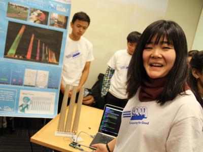 students present walking app during course demo