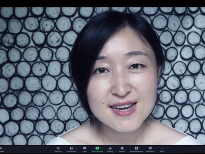 screenshot of Lining Yao speaking during the lab video "Morphing Matter is...?"