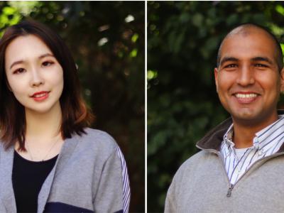 2 photos, Ember Liu on left Neil Thawani on right