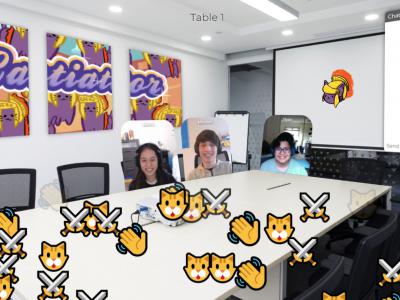 screenshot of Team Catiator virtually presenting via the platform Ohyay