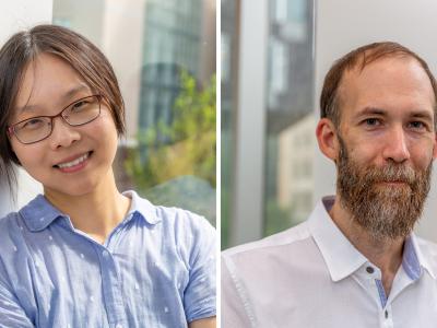 side by side photos of Haiyi Zhu and Geoff Kaufman