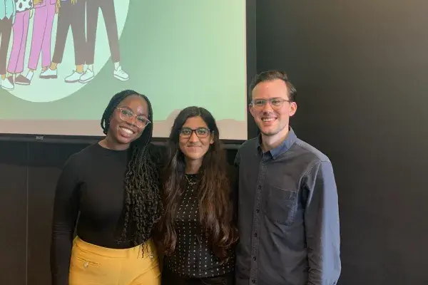 group photo of the 3 students on the Wellness team on presentation day