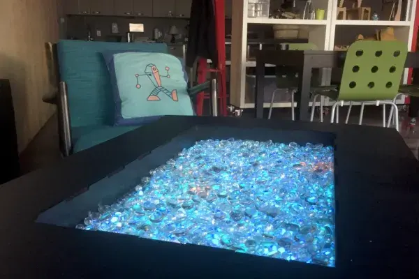 closeup of IoT coffee table 