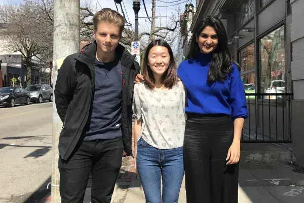 the three Wabbit team members stand on South Craig Street for a photo