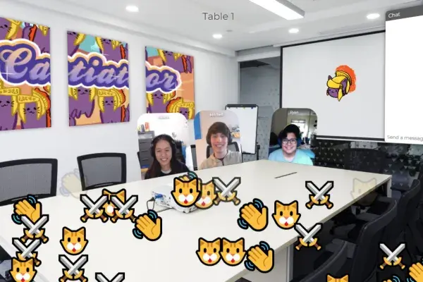 screenshot of Team Catiator virtually presenting via the platform Ohyay