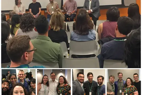 panel and attendees at the alumni networking event