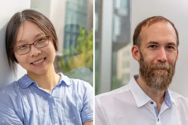 side by side photos of Haiyi Zhu and Geoff Kaufman