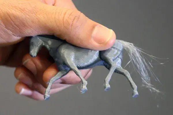 The horse's tail is made from 3-D printed hair.